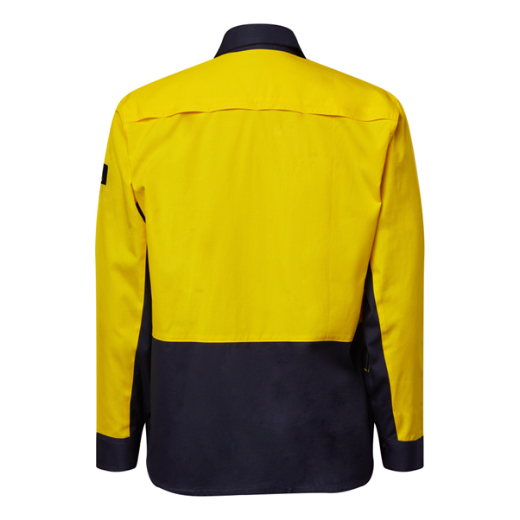 Picture of WorkCraft Ripstop Lightweight Hi Vis Two Tone Long Sleeve Vented Cotton Drill Shirt